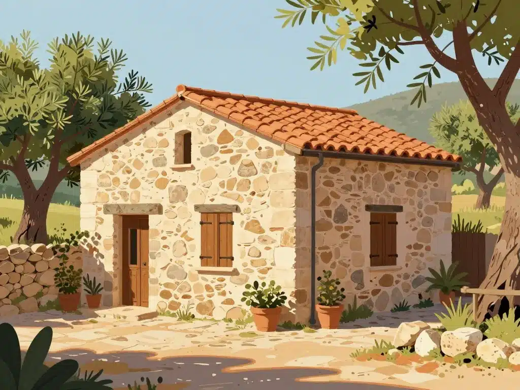 vue d'ensemble architecture maison sarde traditionnelle