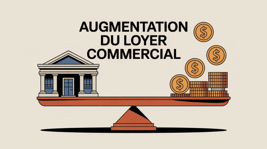 augmentation du loyer commercial illustration balance bâtiment pièces