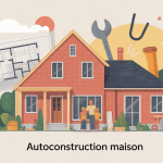 illustration autoconstruction maison famille outils
