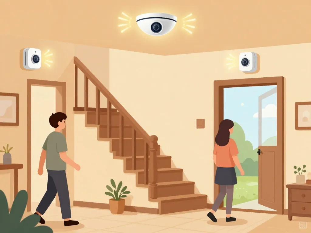 Exemples branchement détecteur de mouvement dans maison couloir escalier extérieur