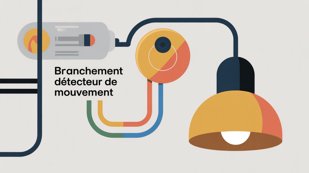 Schéma branchement détecteur de mouvement avec fils phase neutre et lampe