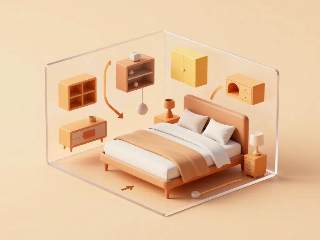 chambre en 3d vue circulation ameublement