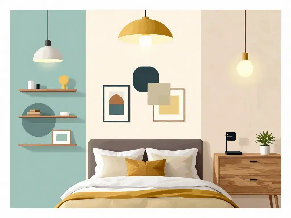 chambre en 3d décoration rangement éclairage