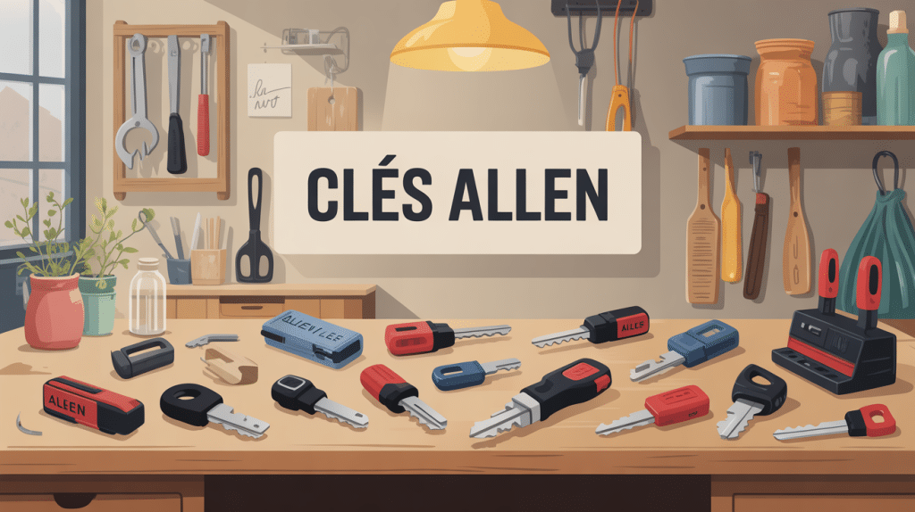 Vue stylisée de clés Allen sur établi