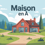 illustration construction maison en a dans paysage naturel