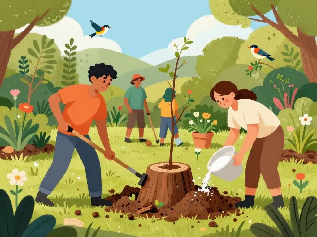 illustration alternatives écologiques détruire souche eau de javel