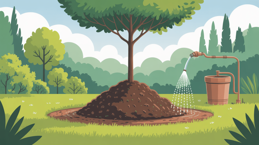 illustration détruire souche eau de javel dans jardin