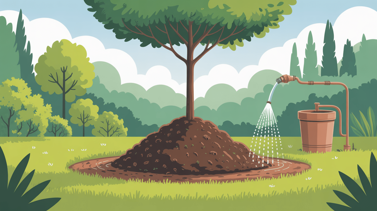 illustration détruire souche eau de javel dans jardin