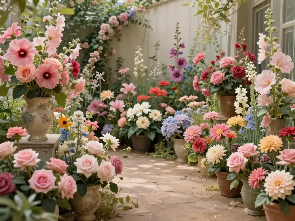 idées déco jardin avec fleurs qui ressemble à une rose