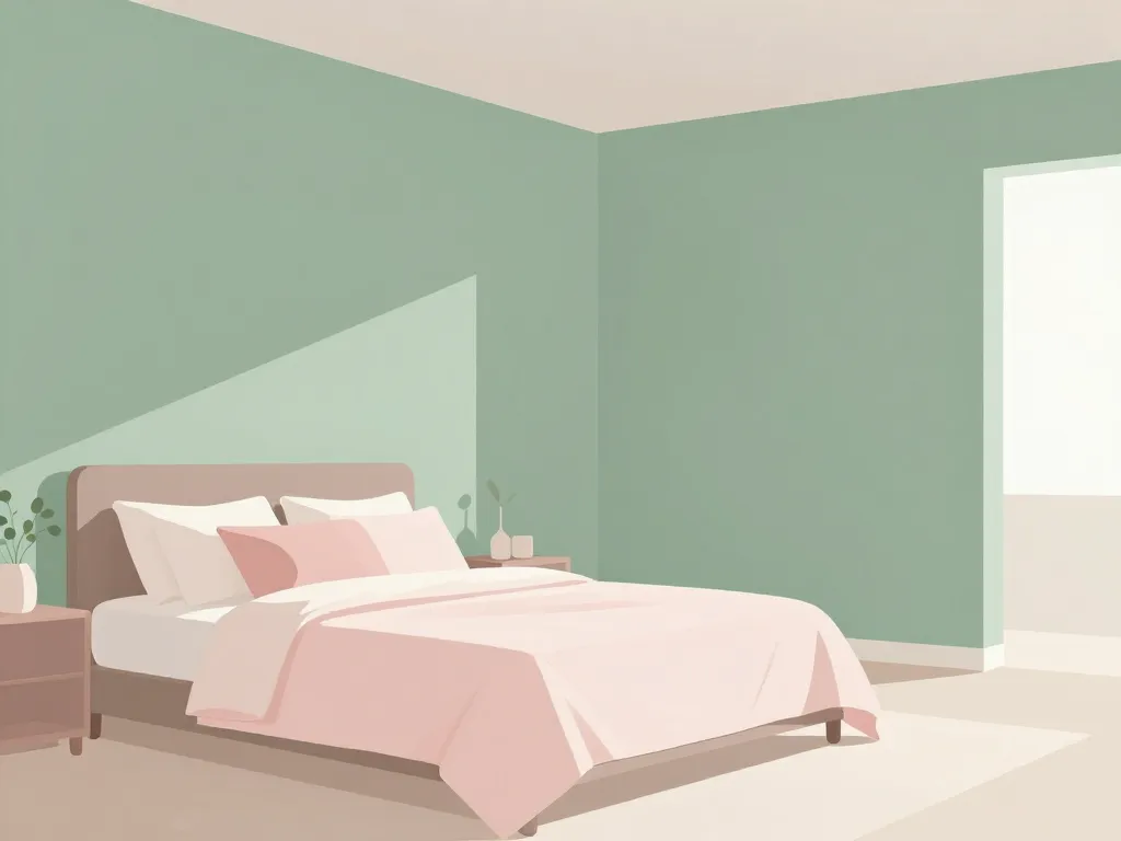 Chambre vert sauge et rose déco harmonieuse moderne