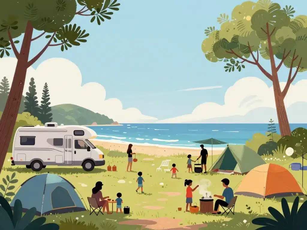 Scène camping isolella hébergements Corse