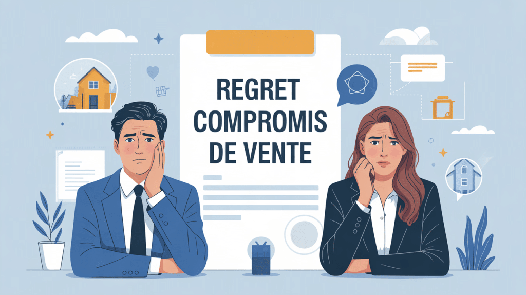j'ai signé un compromis de vente mais je regrette dessin personnes hésitantes devant contrat