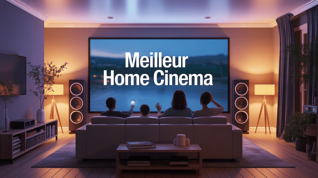 meilleur home cinema dans un salon moderne avec famille