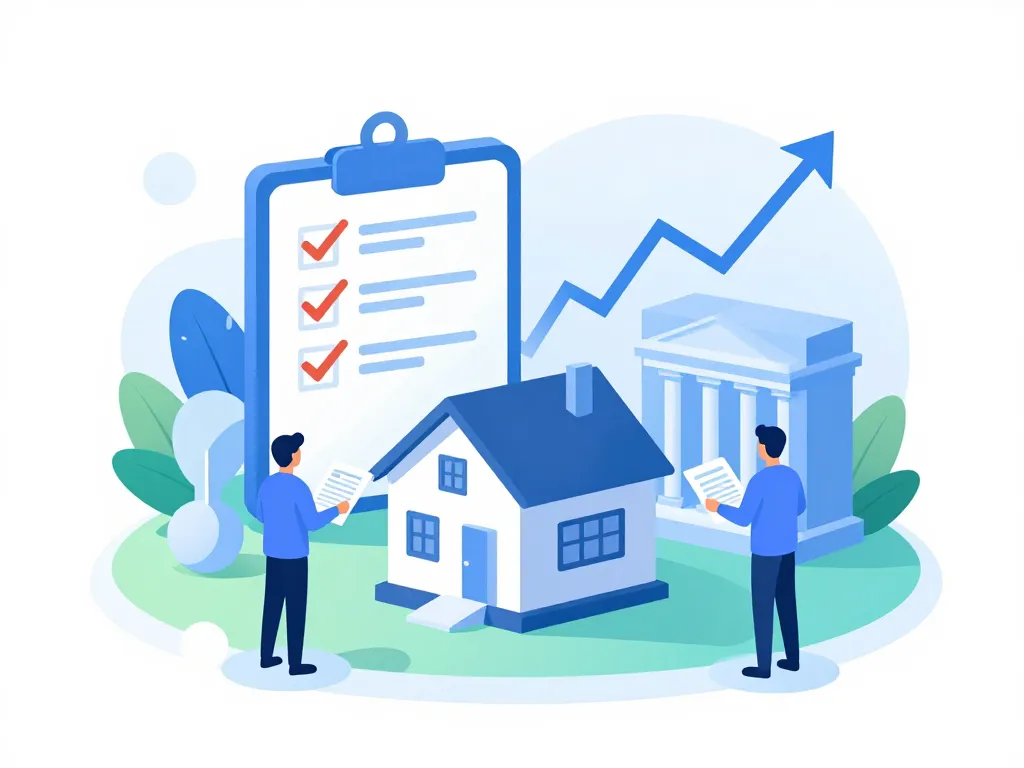 Nouvelle condition prêt immobilier illustration checklist graphique banque