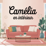 Peut on garder un camelia à l'intérieur illustré dans un salon lumineux
