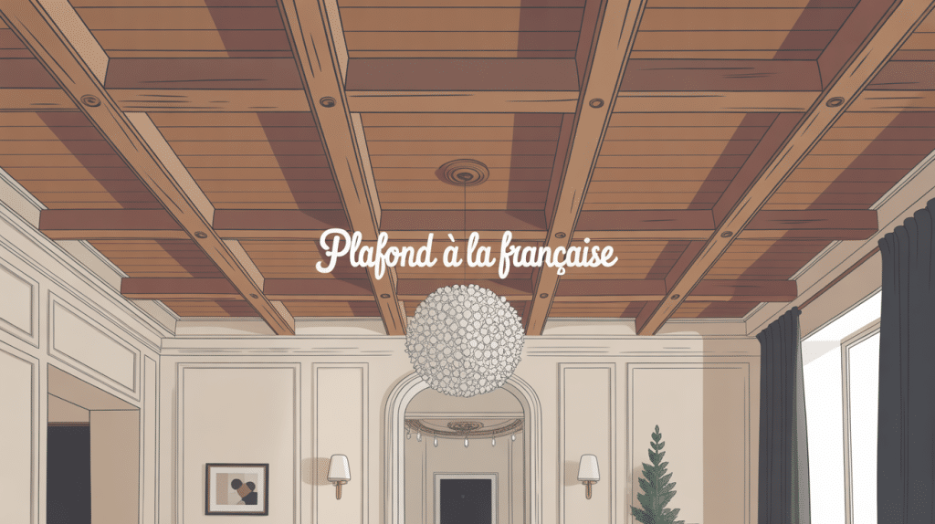 plafond à la française bois apparents ambiance chic