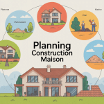 planning construction maison illustration étapes chantier