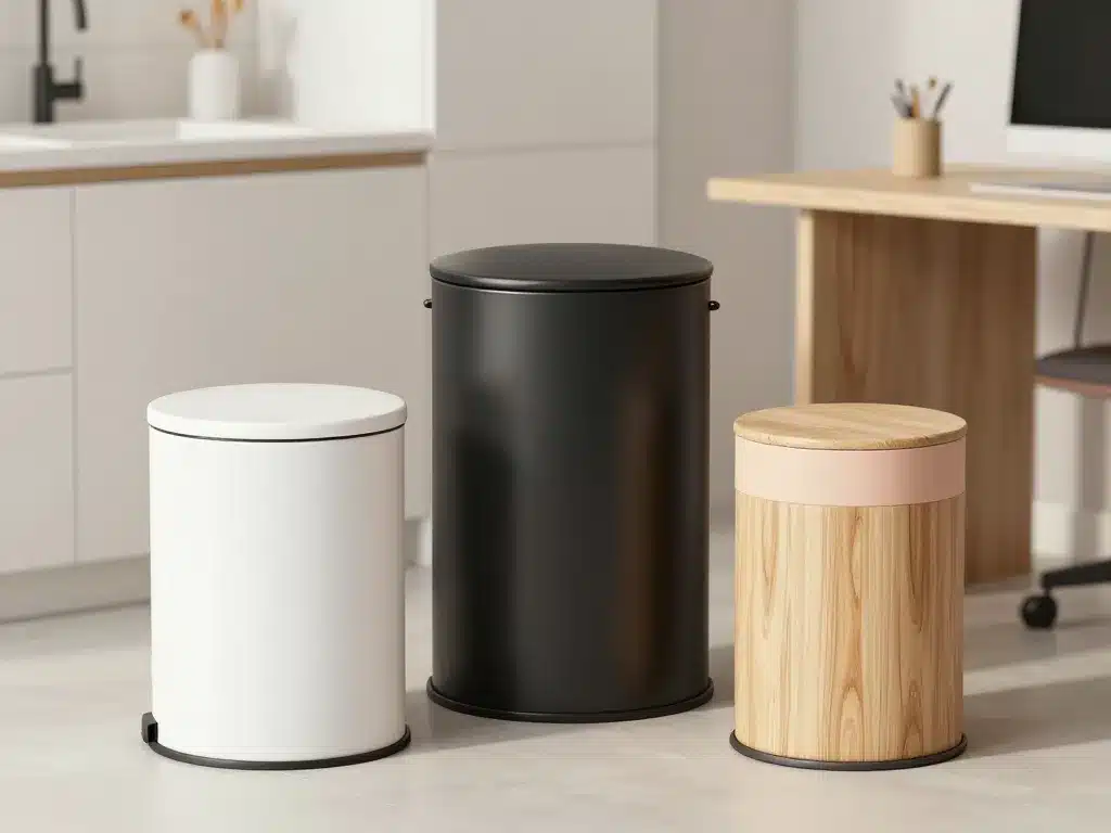 poubelle design en style minimaliste industriel scandinave