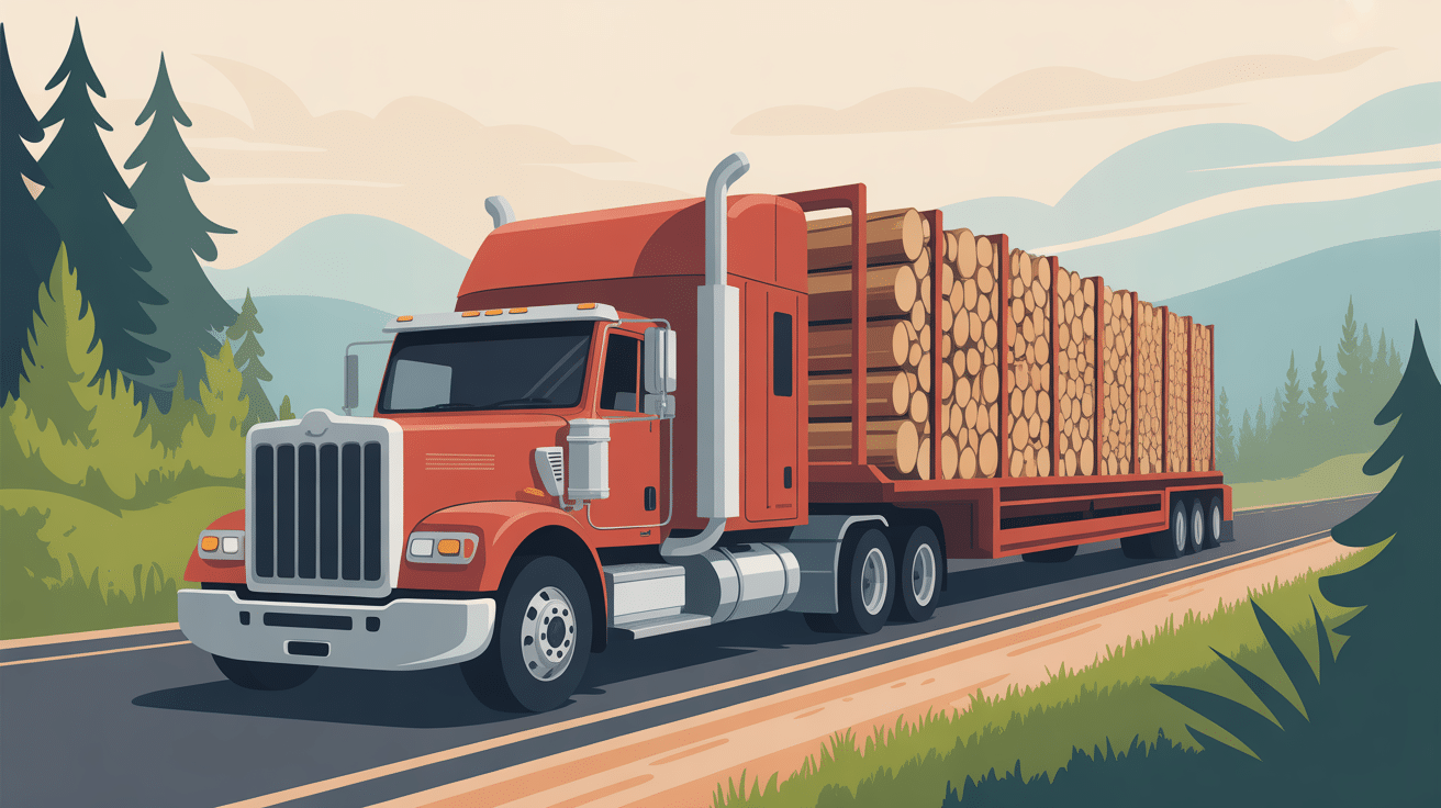 prix d'un semi remorque de bois de chauffage en 2m grand camion route forestiere