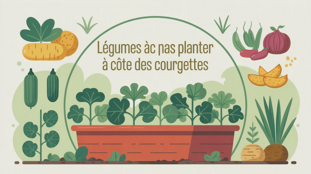 Quel légume ne pas planter à côté des courgettes illustration vectorielle