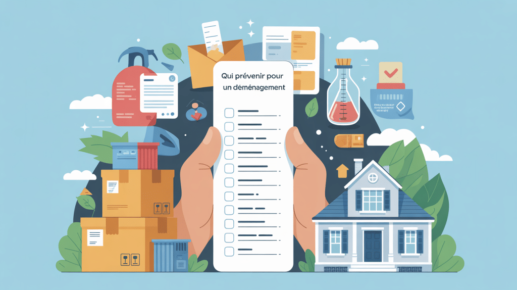 qui prévenir pour un déménagement illustration checklist avec cartons et organismes