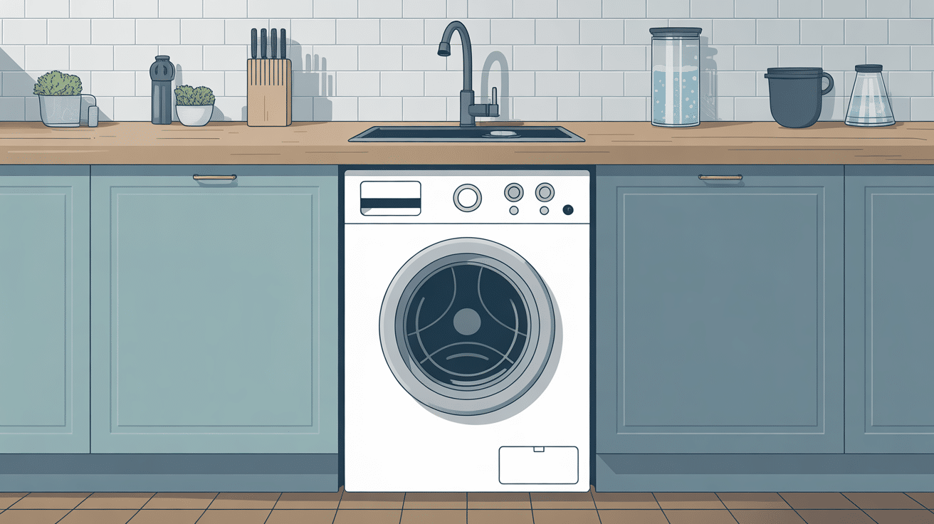 illustration raccordement lave vaisselle sous plan de travail