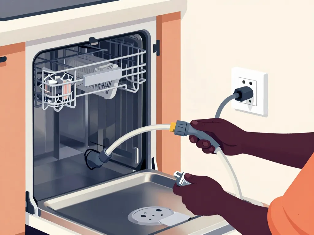 illustration étapes branchement lave vaisselle cuisine