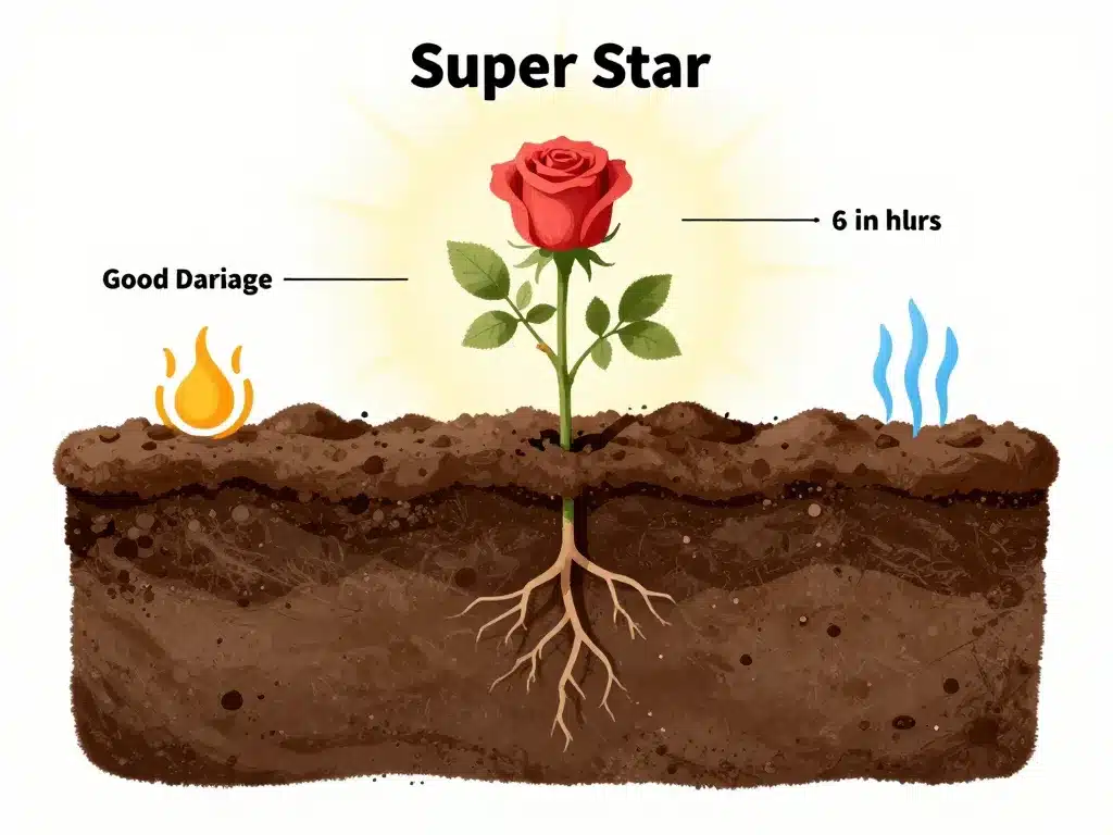 rosa super star sol soleil drainage