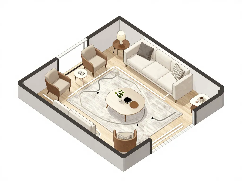 Diagramme salon contemporain agencement espace