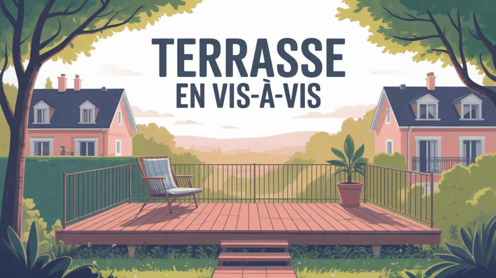 illustration terrasse vue plongeante sur voisin