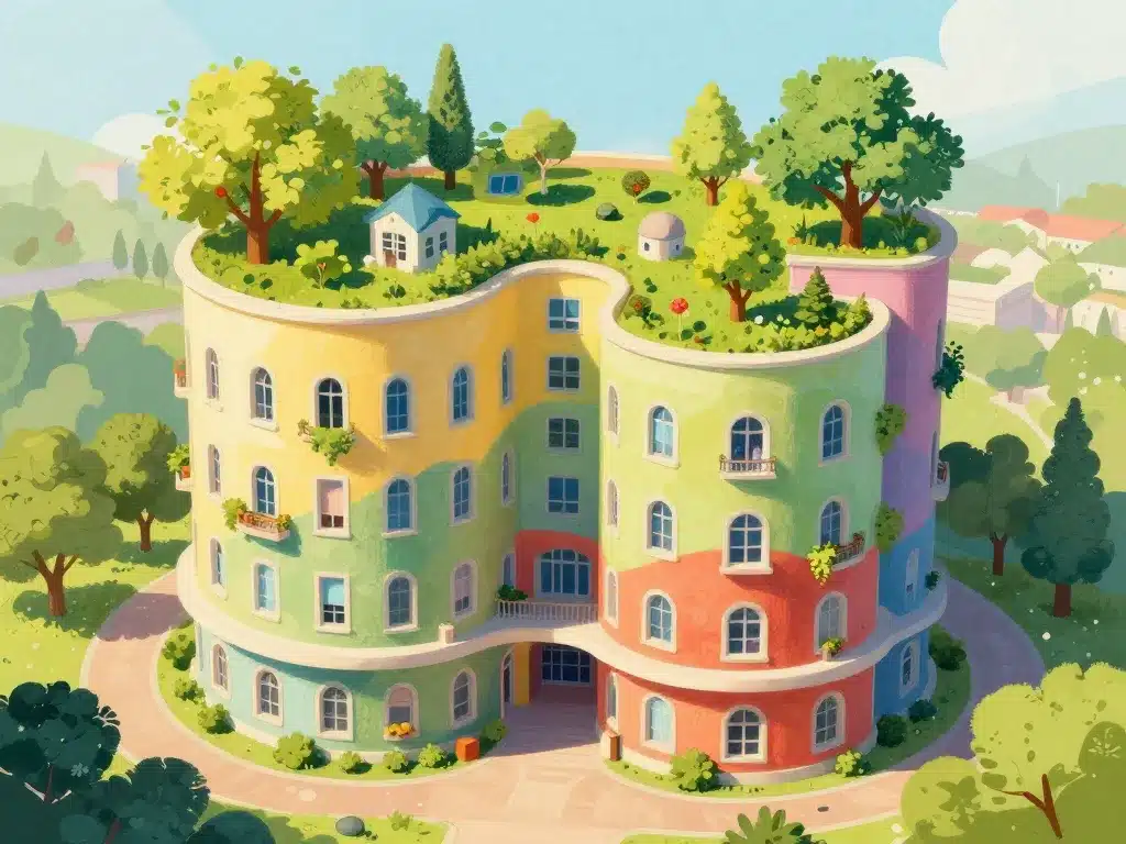 Architecture organique et couleurs vives de la Waldspirale