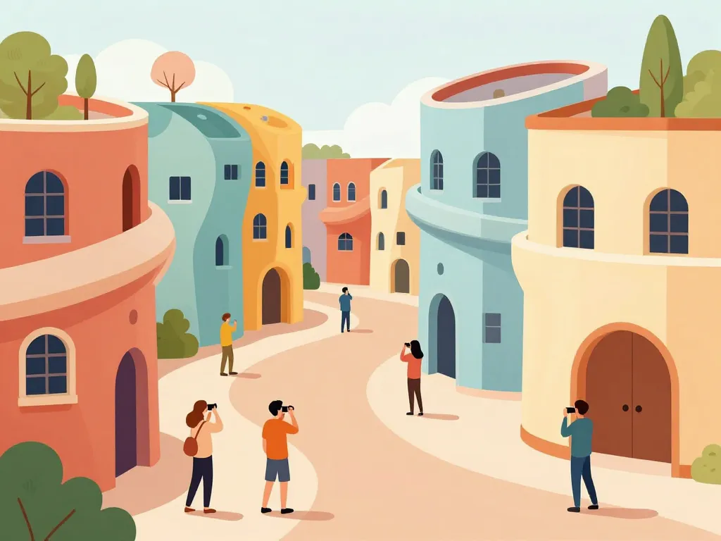 Visiteurs autour de la Waldspirale et meilleurs angles photo