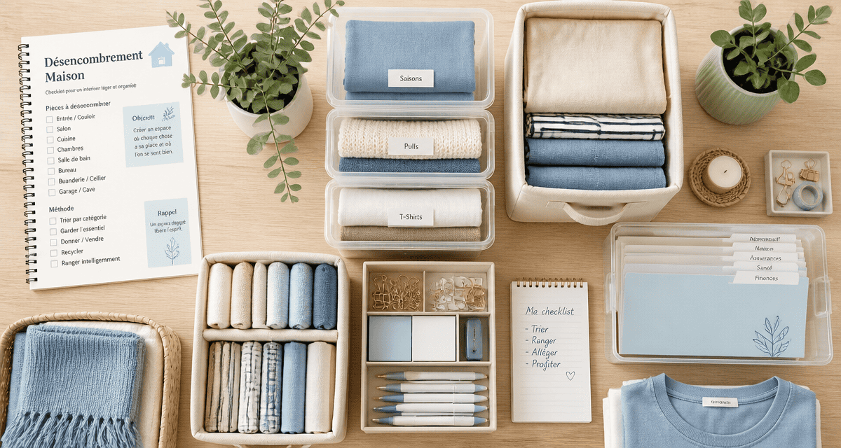 Aide rangement maison objets organisation sur table