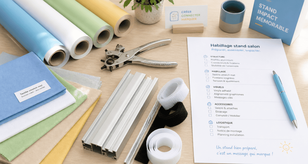 habillage stand salon accessoires fixation sur table
