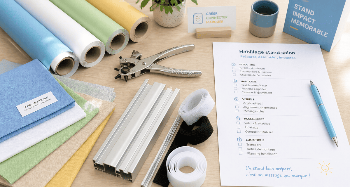 habillage stand salon accessoires fixation sur table