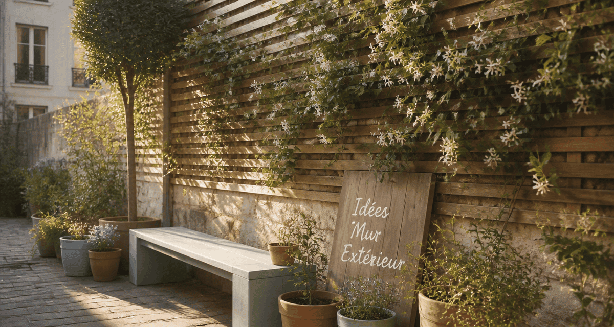 idee pour cacher un mur exterieur bois et plantes