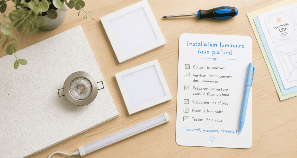luminaire faux plafond LED spot checklist