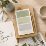 nuancier couleurs vert sauge sur table déco