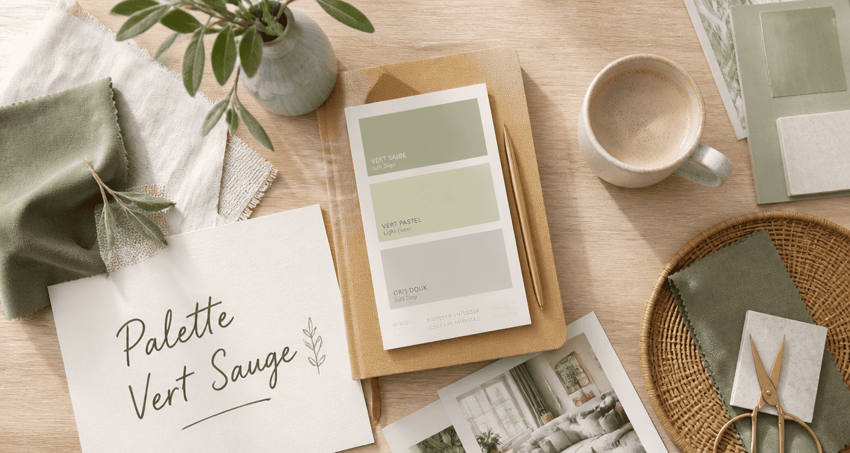 nuancier couleurs vert sauge sur table déco