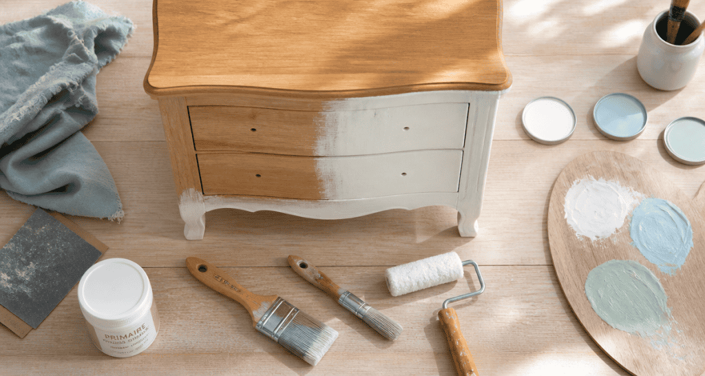 peindre un meuble merisier outils peinture