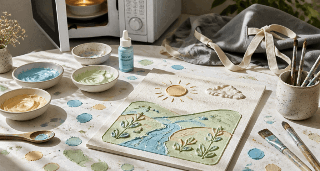 Peinture gonflante colorée effet 3D sur papier