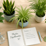 plantes d'interieur depolluante sur table bois