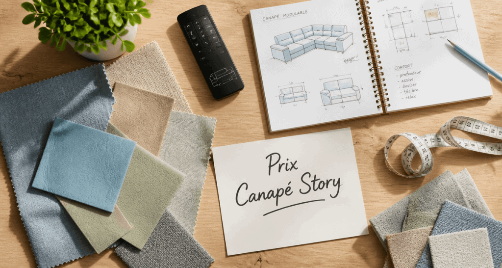prix canapé story échantillons tissus croquis