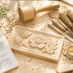 sculpture bois outils copeaux atelier