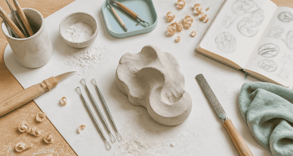 sculpture facile à réaliser sur plan de travail créatif