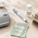 stylo retouche peinture et accessoires sur table