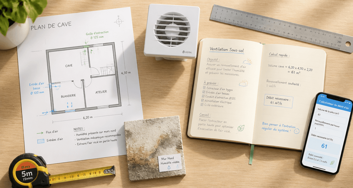 ventilation mecanique sous sol plan extracteur humidite radon