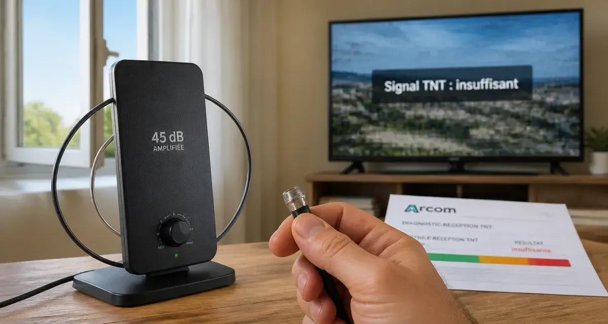 Antenne tnt reception difficile interieur en salon, TV avec signal faible