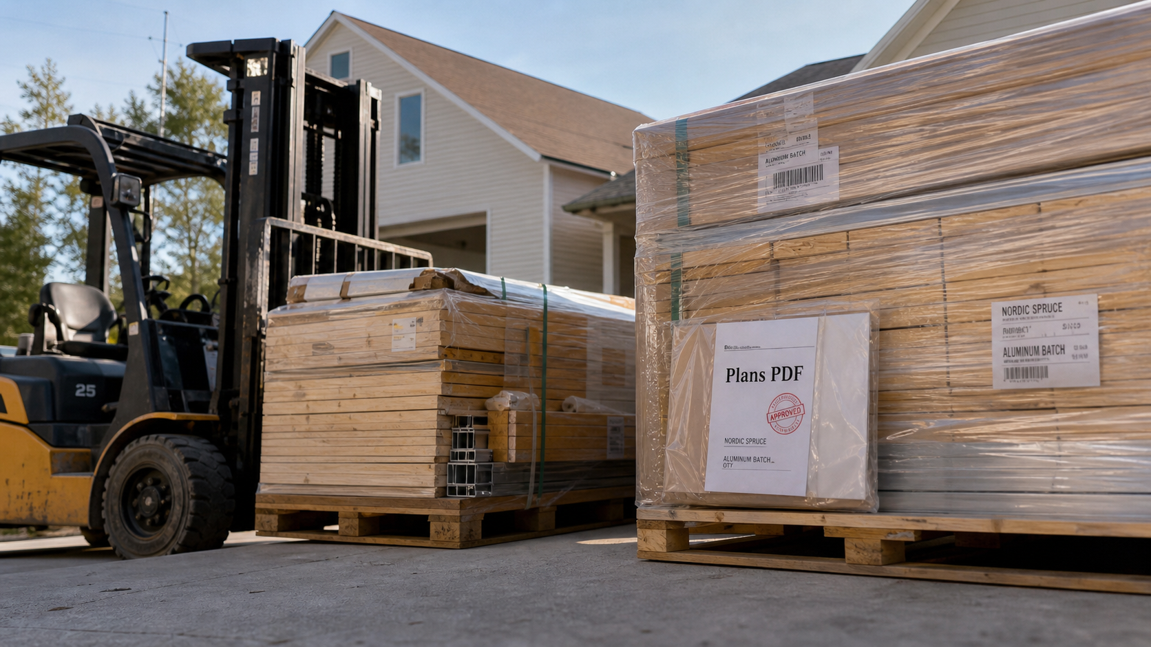Direct Abris avis : chariot décharge des colis sur palettes