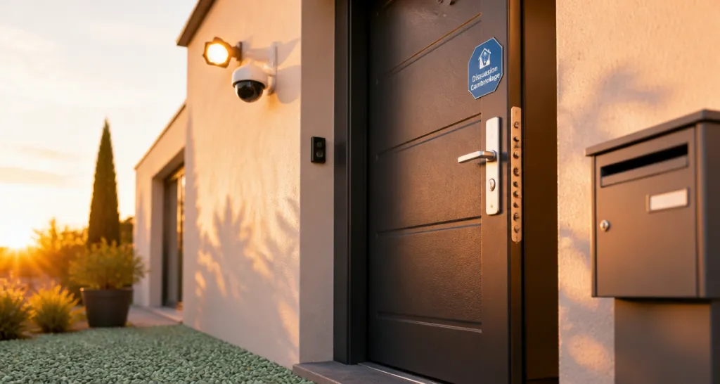 Dissuasion cambriolage porte blindée caméra